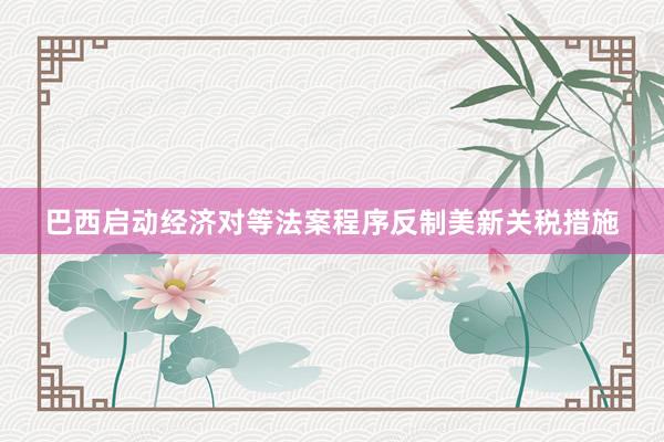 巴西启动经济对等法案程序反制美新关税措施