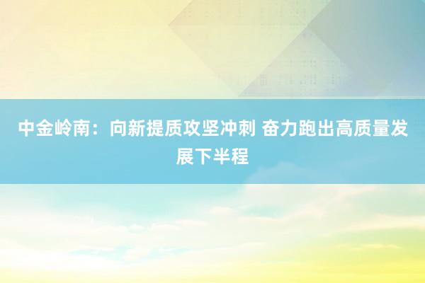 中金岭南：向新提质攻坚冲刺 奋力跑出高质量发展下半程